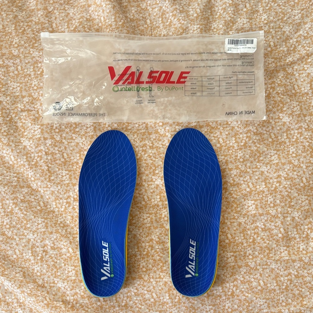 VALSOLE Blue Athletic Insoles - 9/9.5 - NWT